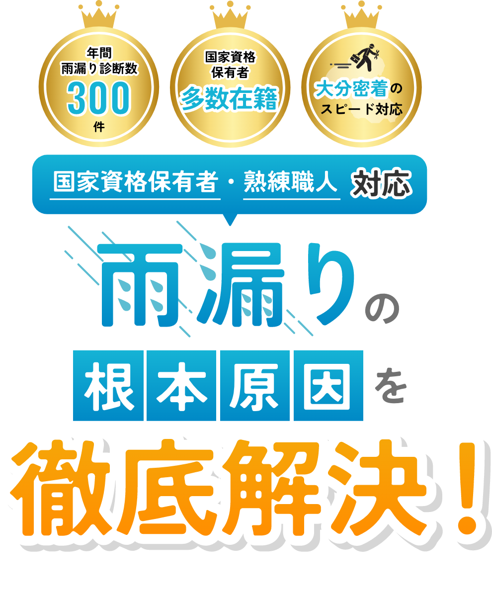 国家資格保有者・熟練職人対応　雨漏りの根本原因を徹底解決！